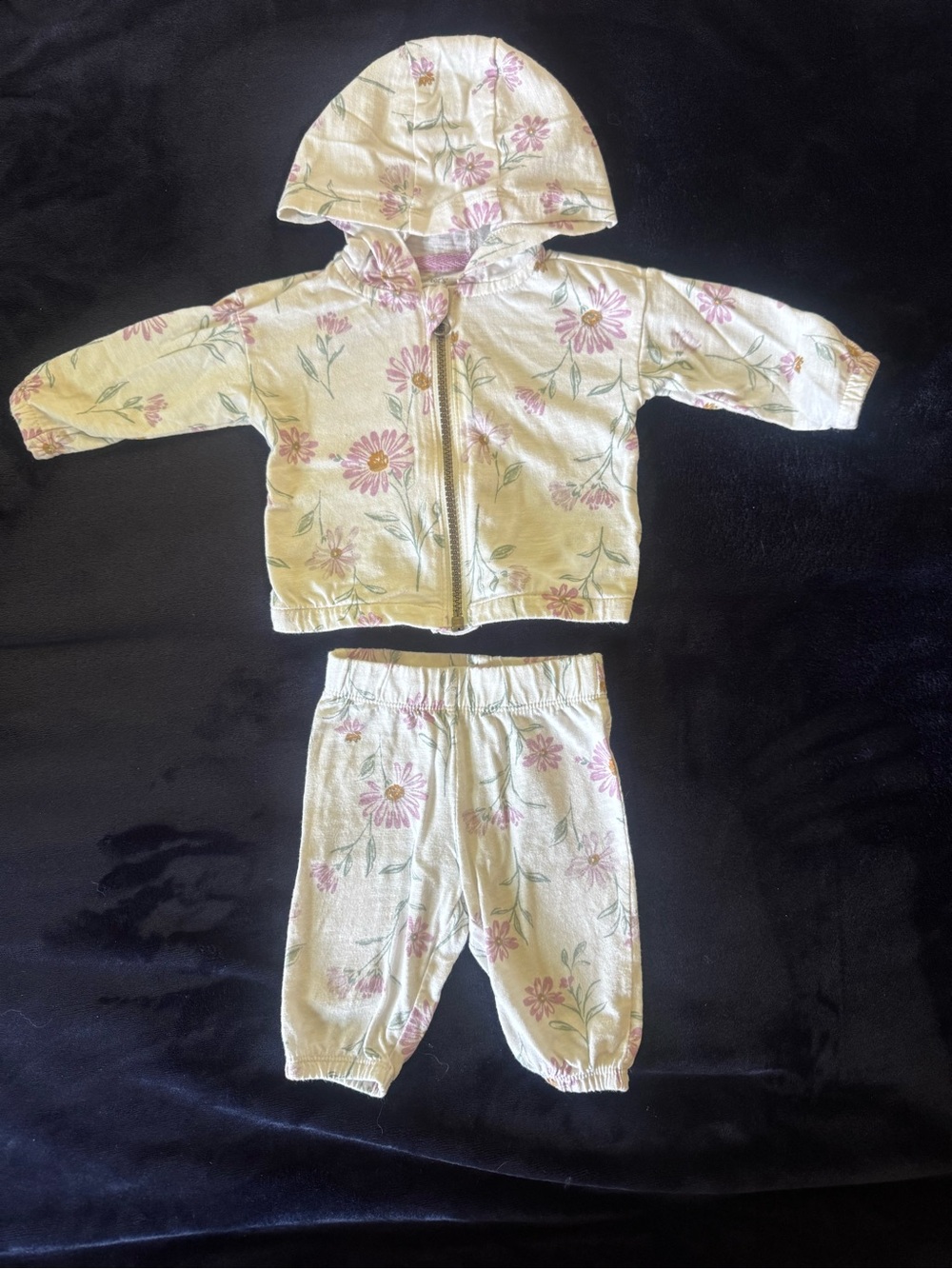 Carter's white Hooded Pajama Set with Purple Floral Print